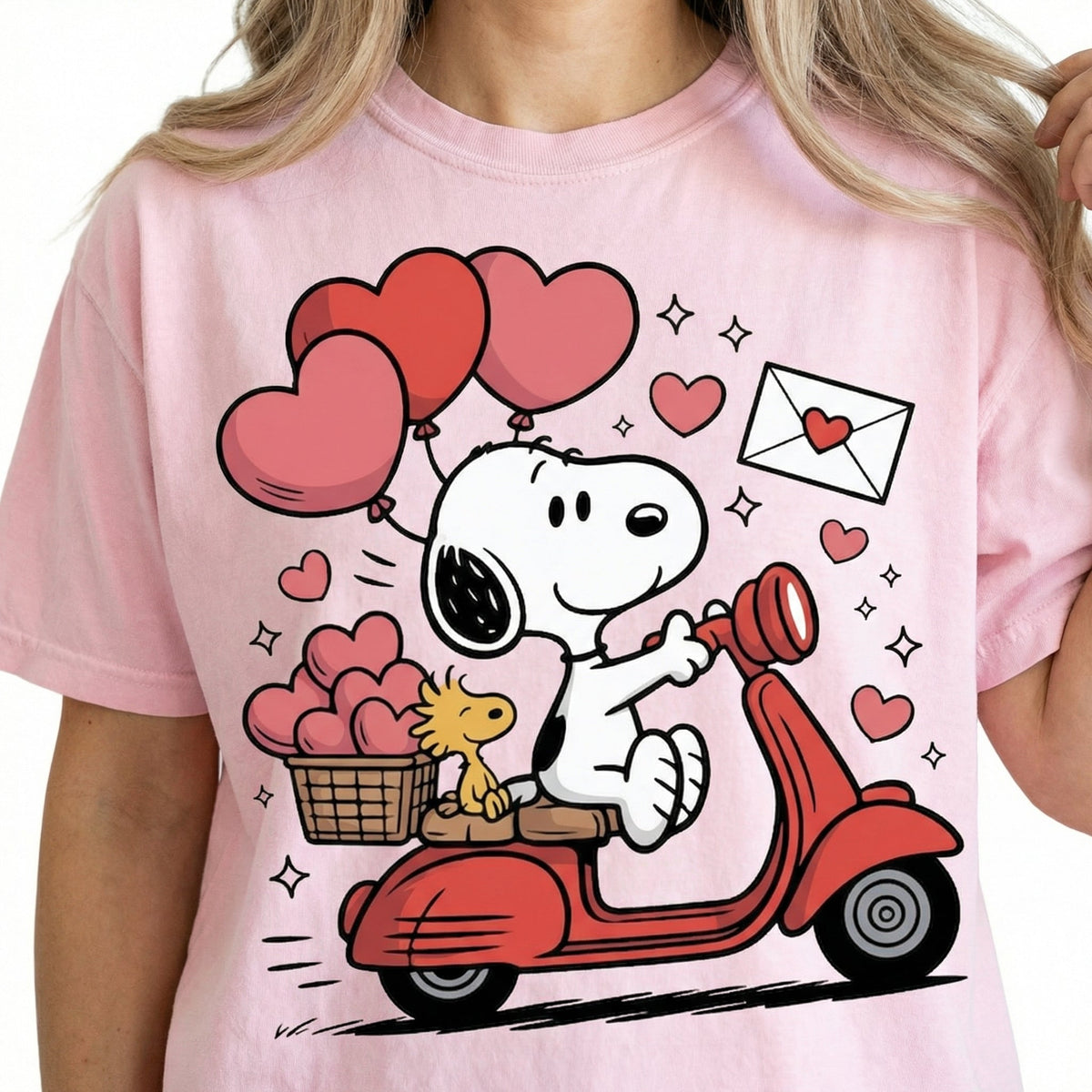Cute Valentine Cartoon Dog Graphic T-Shirt – Pink Love Tee product image 1