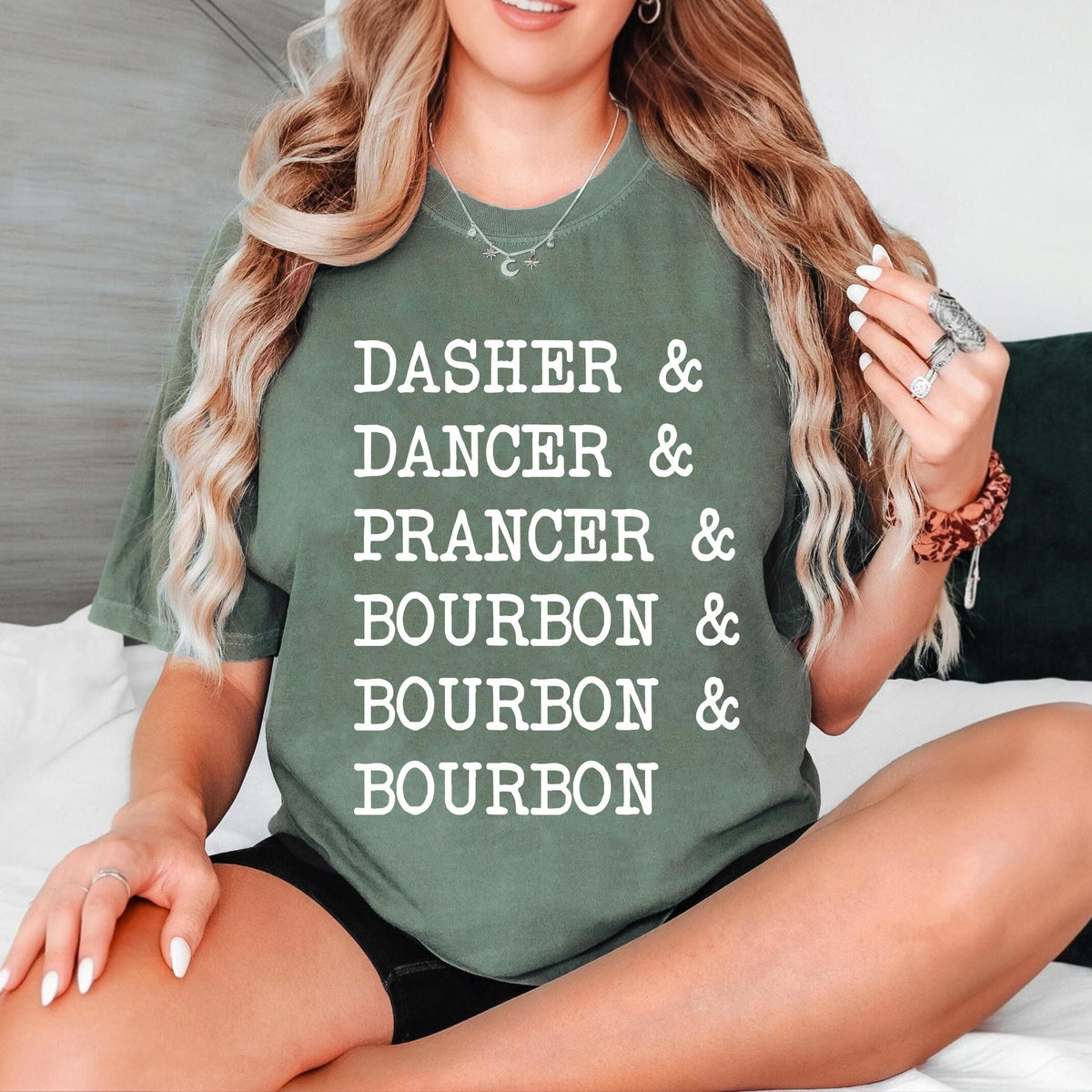 Dasher Dancer Prancer & Bourbon Shirt – Funny Drinking product image 4