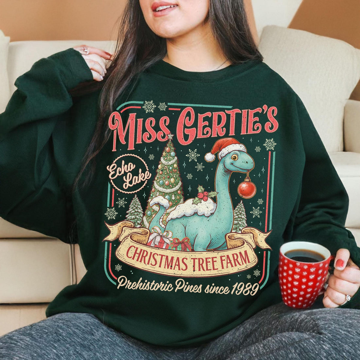 Dinosaur Christmas Tree Farm Sweatshirt – Theme Park Shirt product image 3
