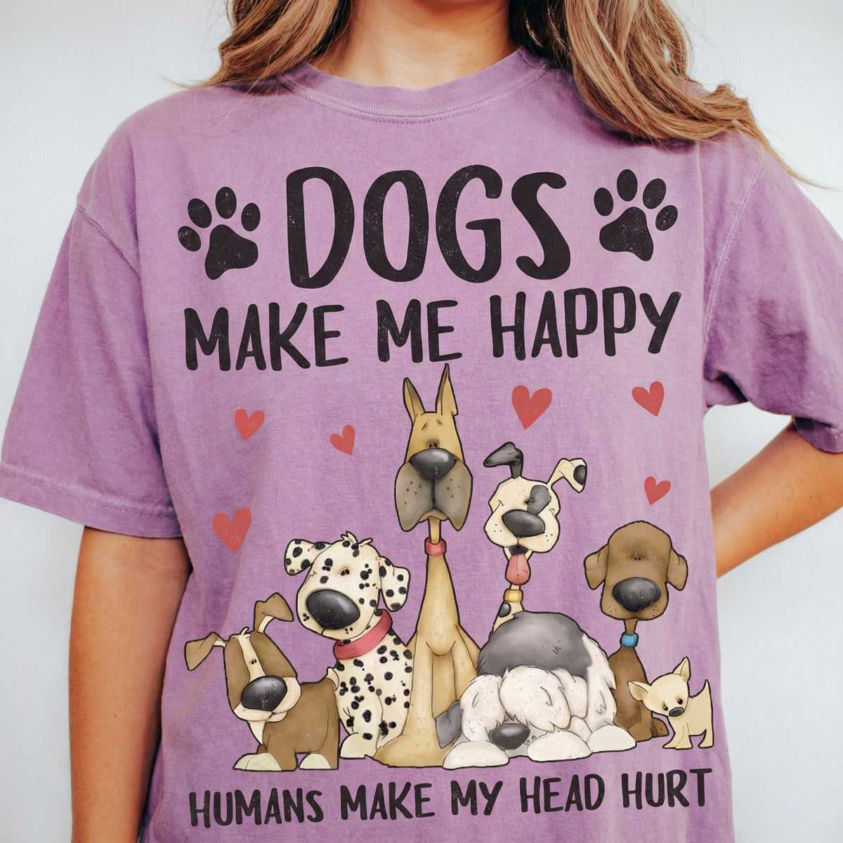 Dogs Make Me Happy Humans My Head Hurt T-Shirt - Funny Dog product image 6