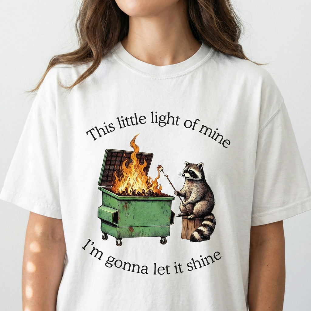 Dumpster Fire Raccoon Funny Graphic T-Shirt – Mental Health product image 1