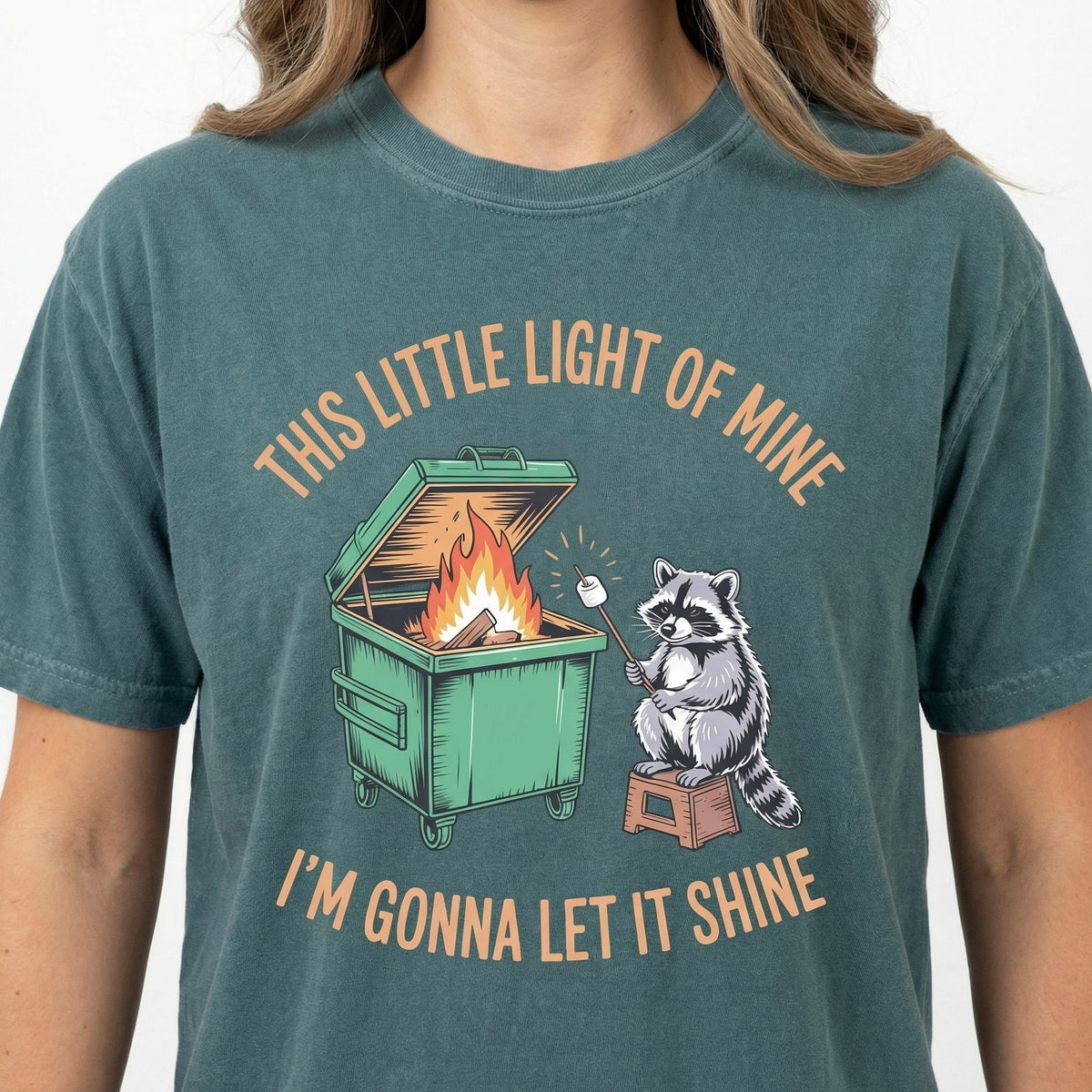 Dumpster Fire Raccoon Graphic T-Shirt - Funny Parody Mental product image 2
