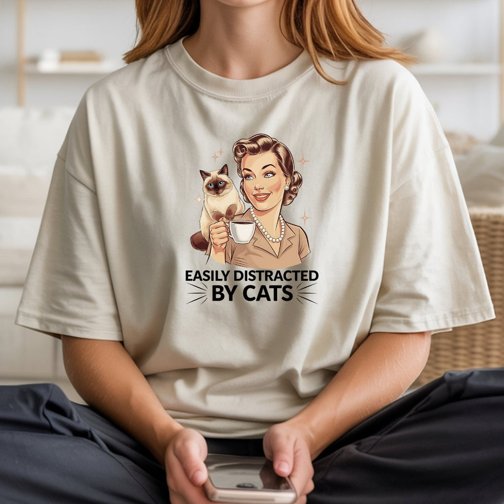 Easily Distracted By Cats T-Shirt - Funny Cat Sarcastic product image 2