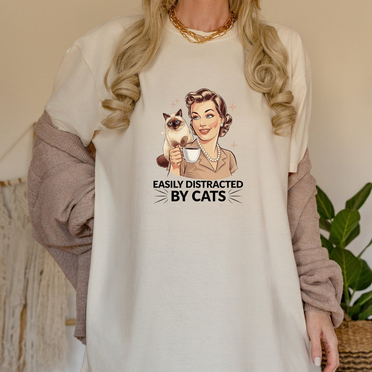 Easily Distracted By Cats T-Shirt - Funny Cat Sarcastic product image 4