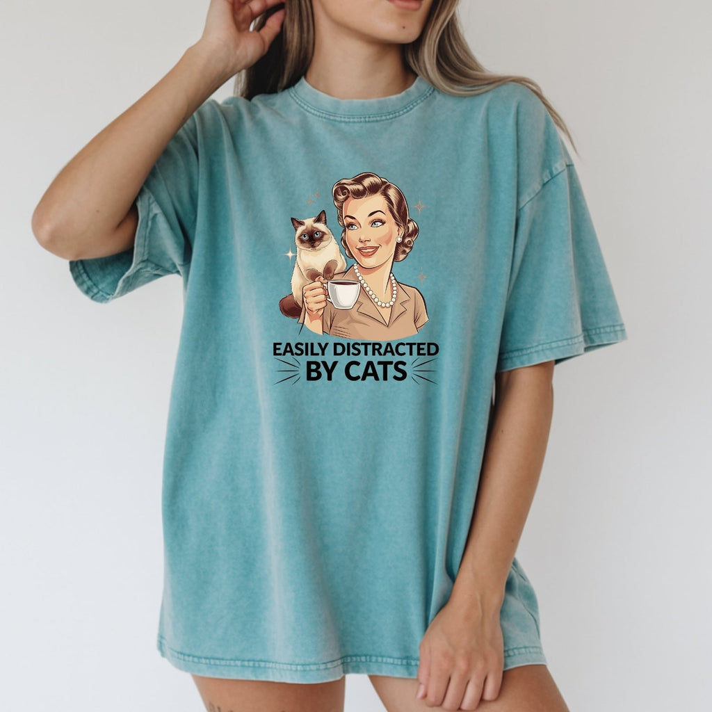 Easily Distracted By Cats T-Shirt - Funny Cat Sarcastic product image 5