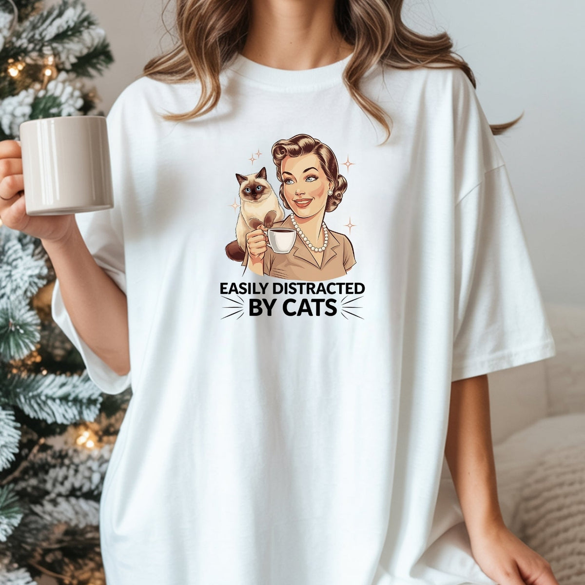 Easily Distracted By Cats T-Shirt - Funny Cat Sarcastic product image 6