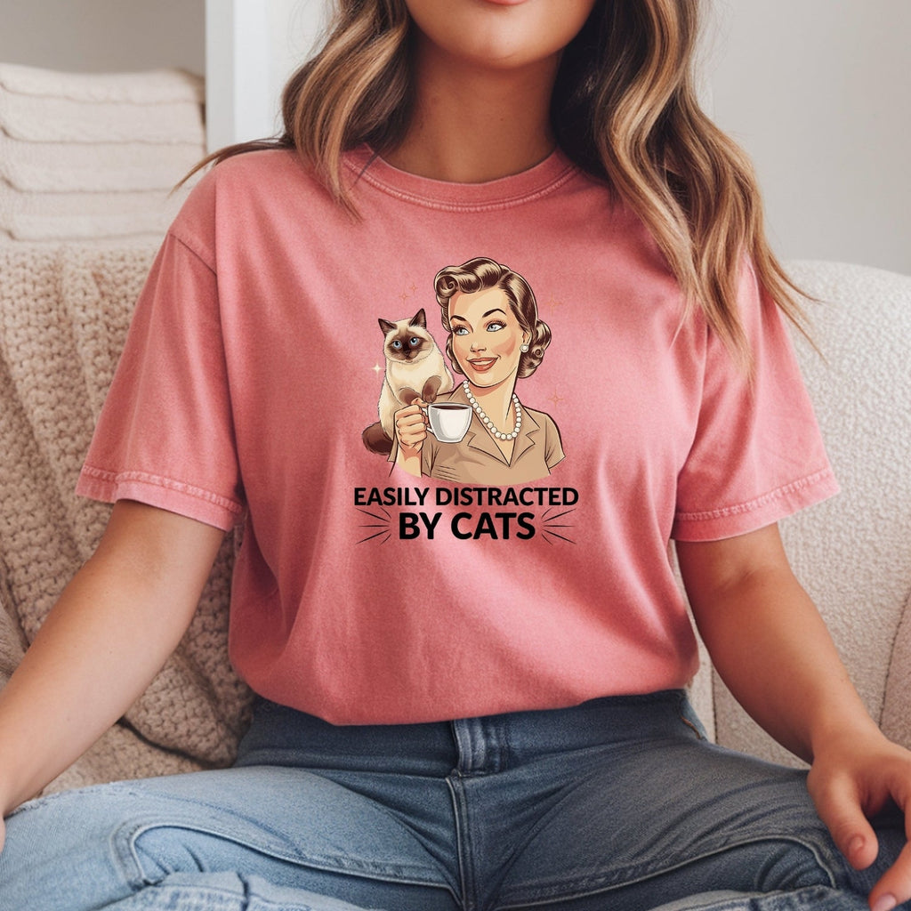 Easily Distracted By Cats T-Shirt - Funny Cat Sarcastic product image 8