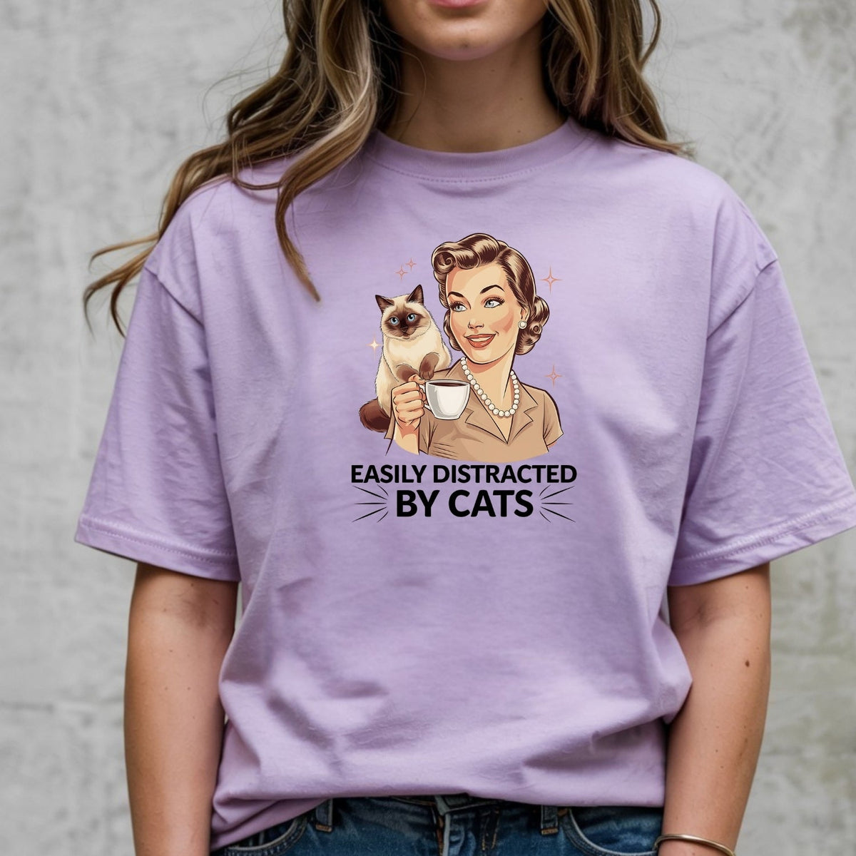 Easily Distracted By Cats T-Shirt - Funny Cat Sarcastic product image 9