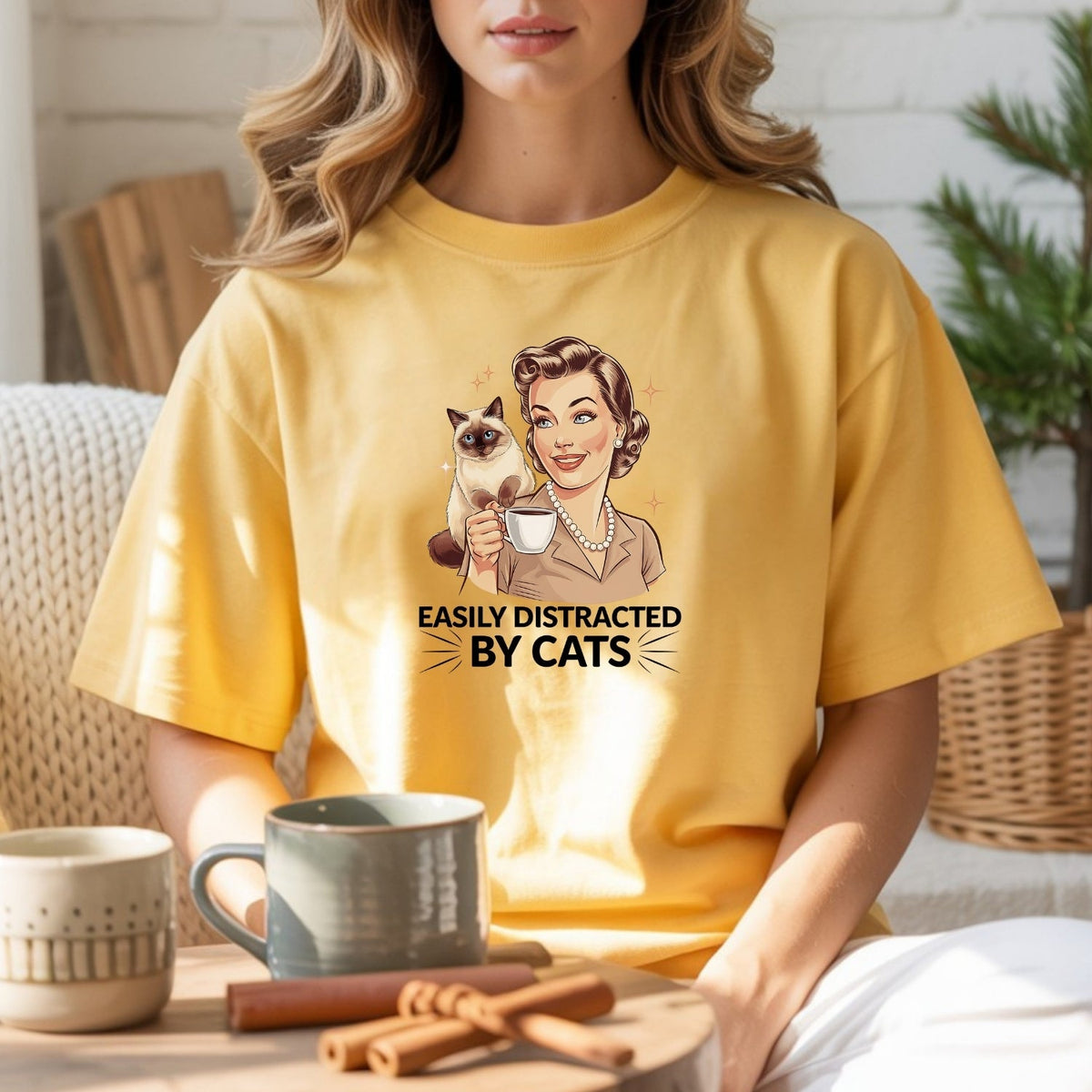Easily Distracted By Cats T-Shirt - Funny Cat Sarcastic product image 10