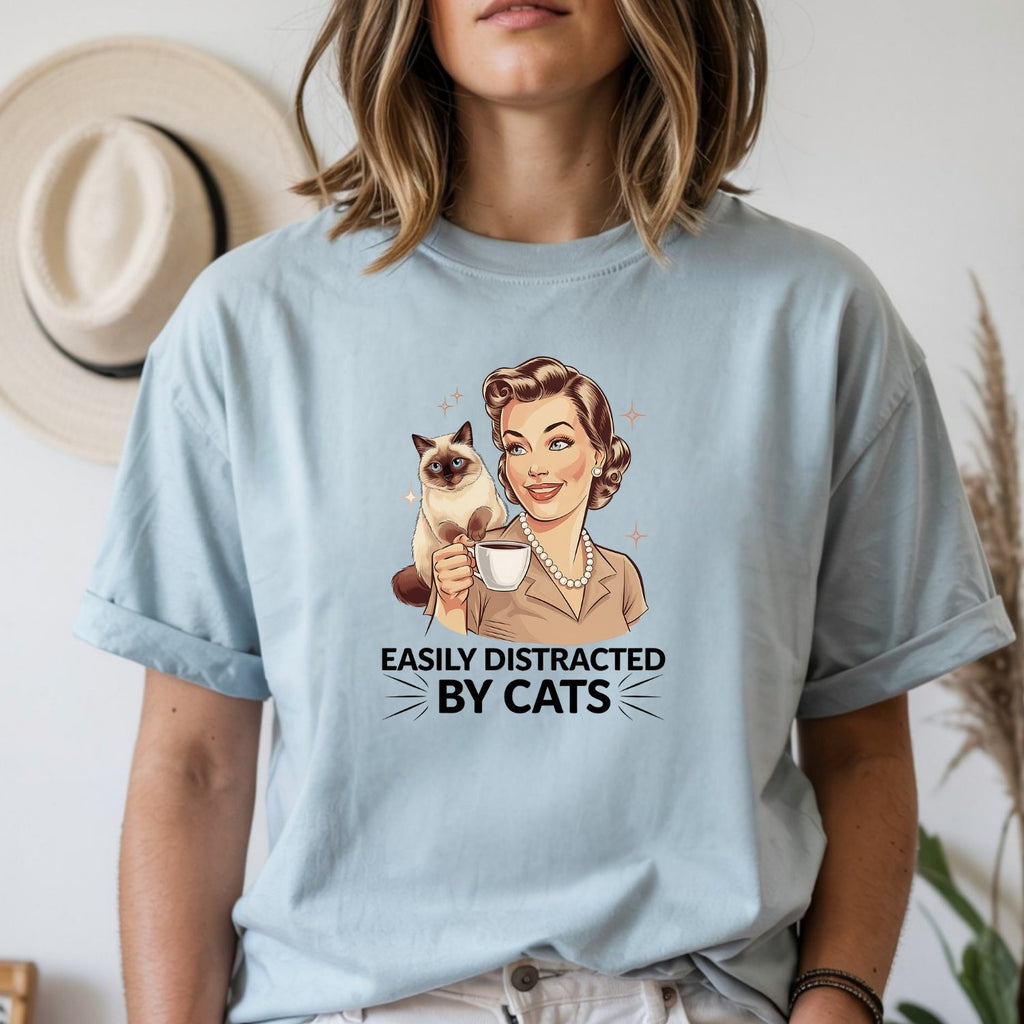 Easily Distracted By Cats T-Shirt - Funny Cat Sarcastic product image 11