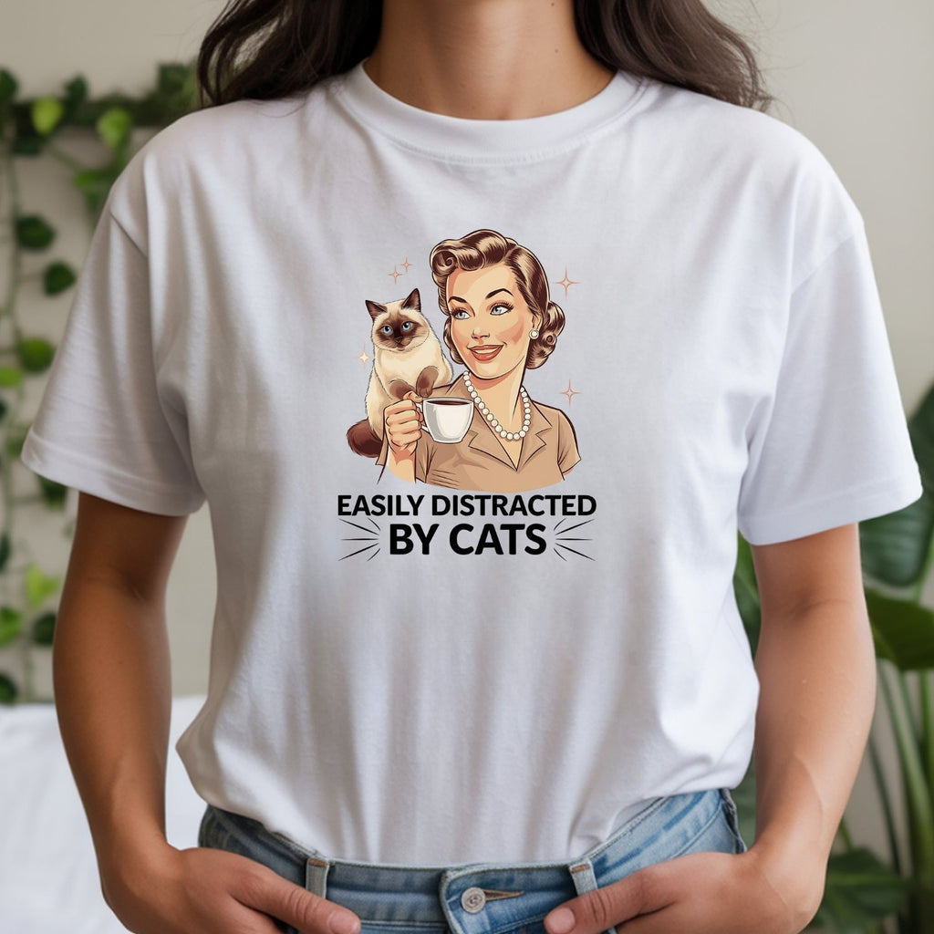 Easily Distracted By Cats T-Shirt - Funny Cat Sarcastic product image 12