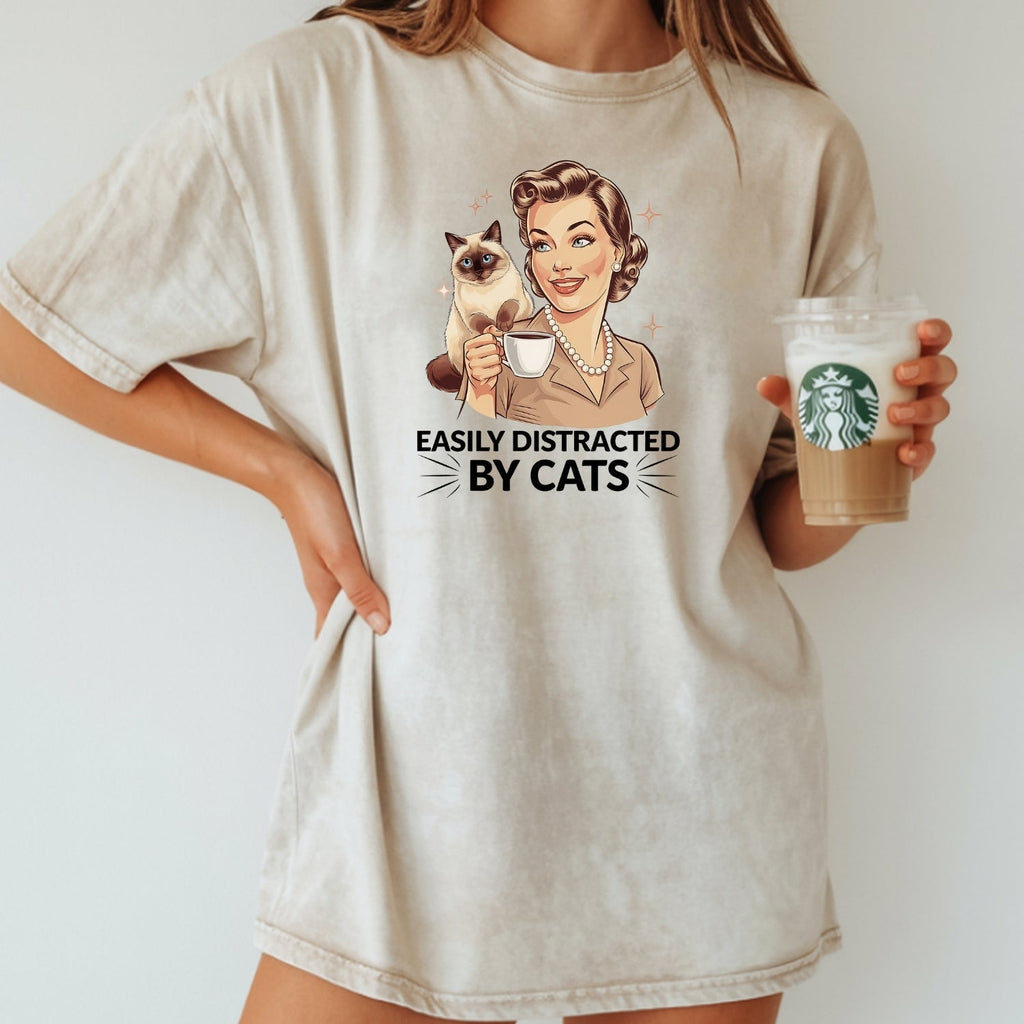Easily Distracted By Cats T-Shirt - Funny Cat Sarcastic product image 13