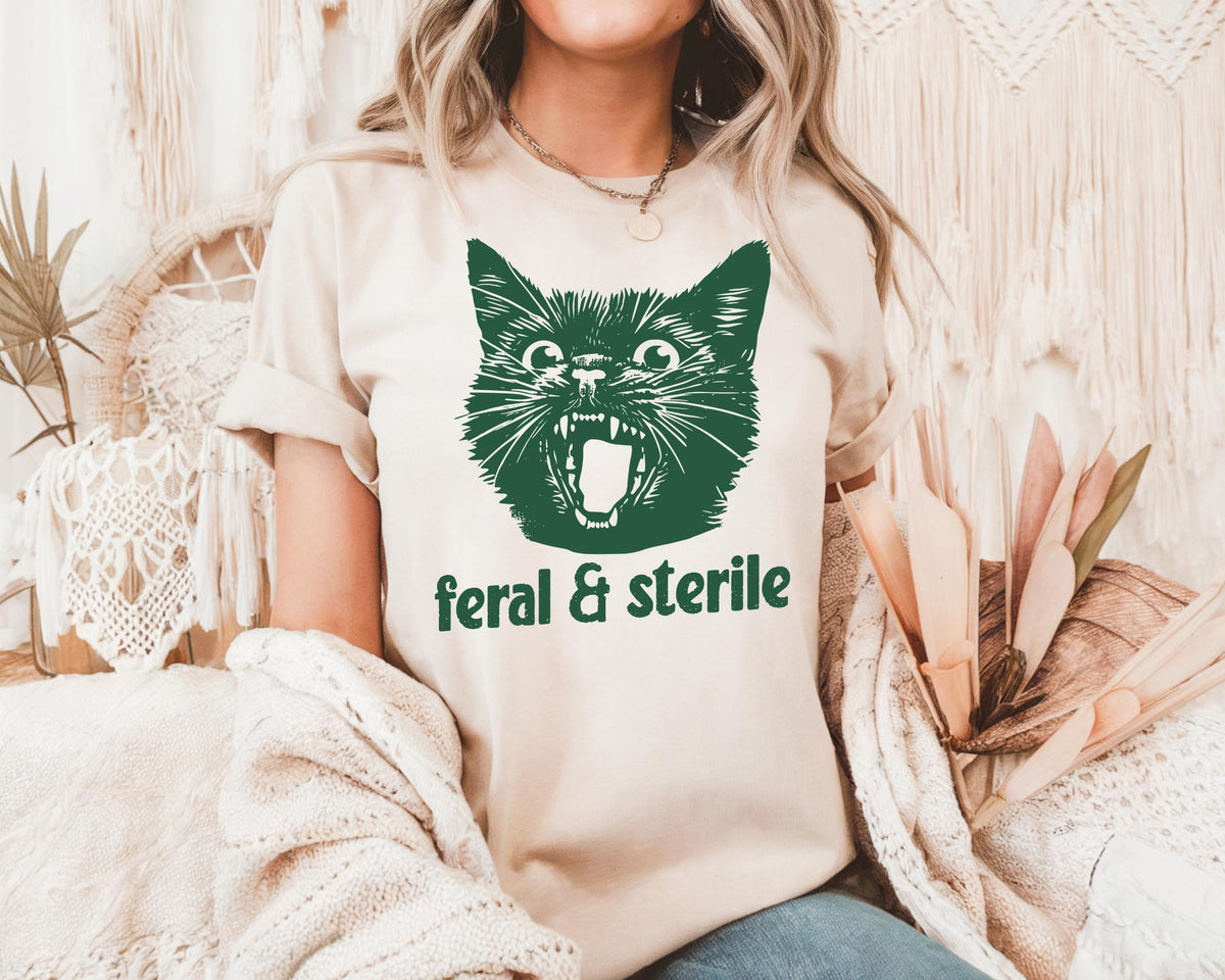 Feral and Sterile Cat T-Shirt – Funny Hysterectomy Recovery product image 3
