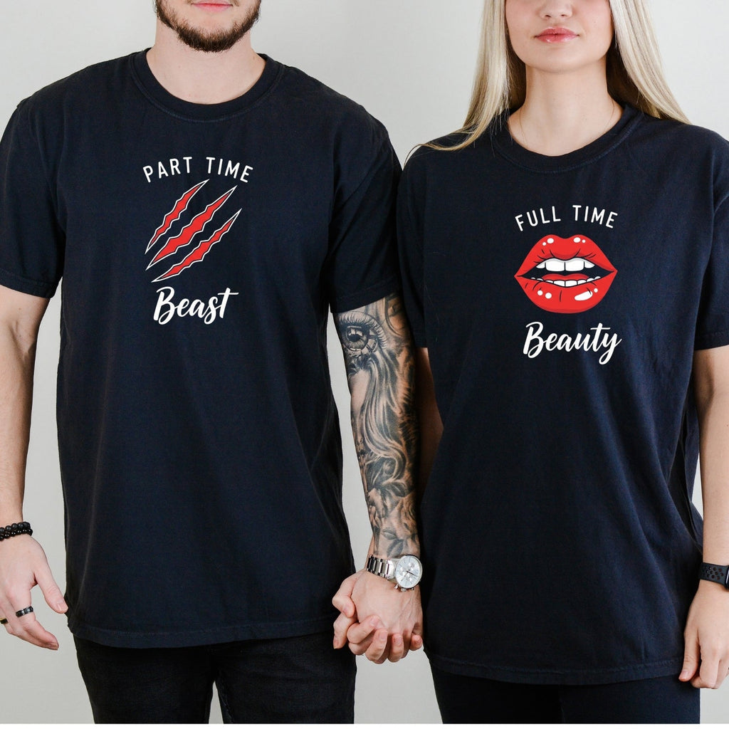 Full Time Beauty Part Beast Matching T-Shirts For Couples product image 2