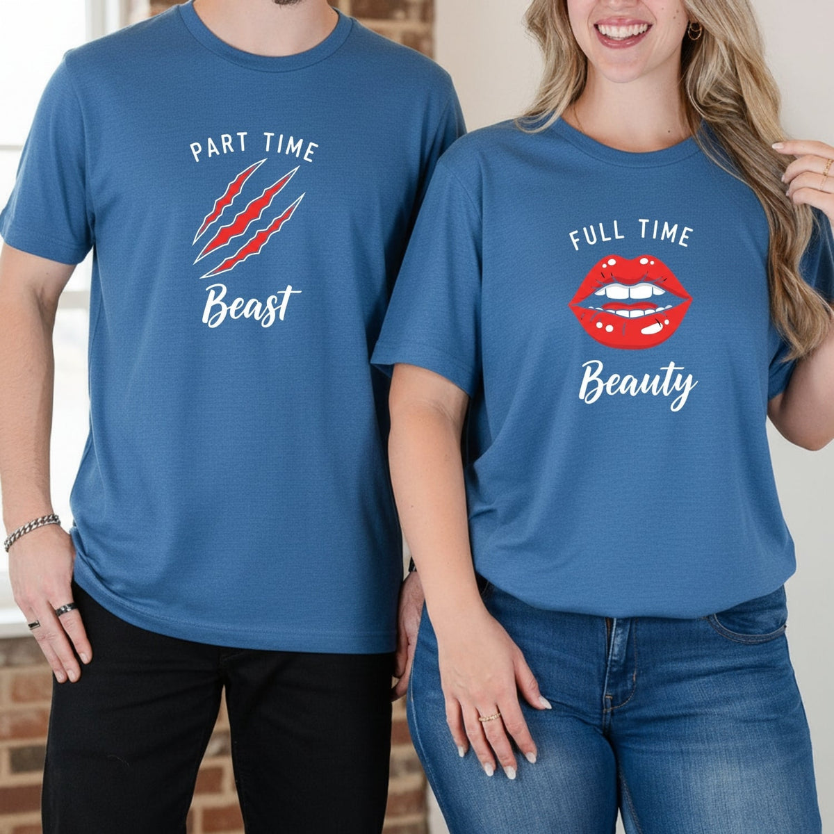 Full Time Beauty Part Beast Matching T-Shirts For Couples product image 10