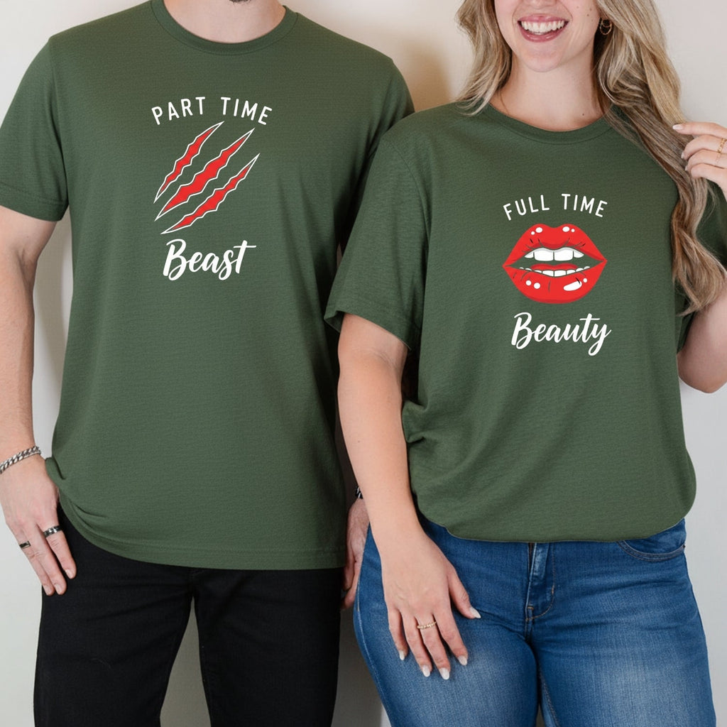 Full Time Beauty Part Beast Matching T-Shirts For Couples product image 11
