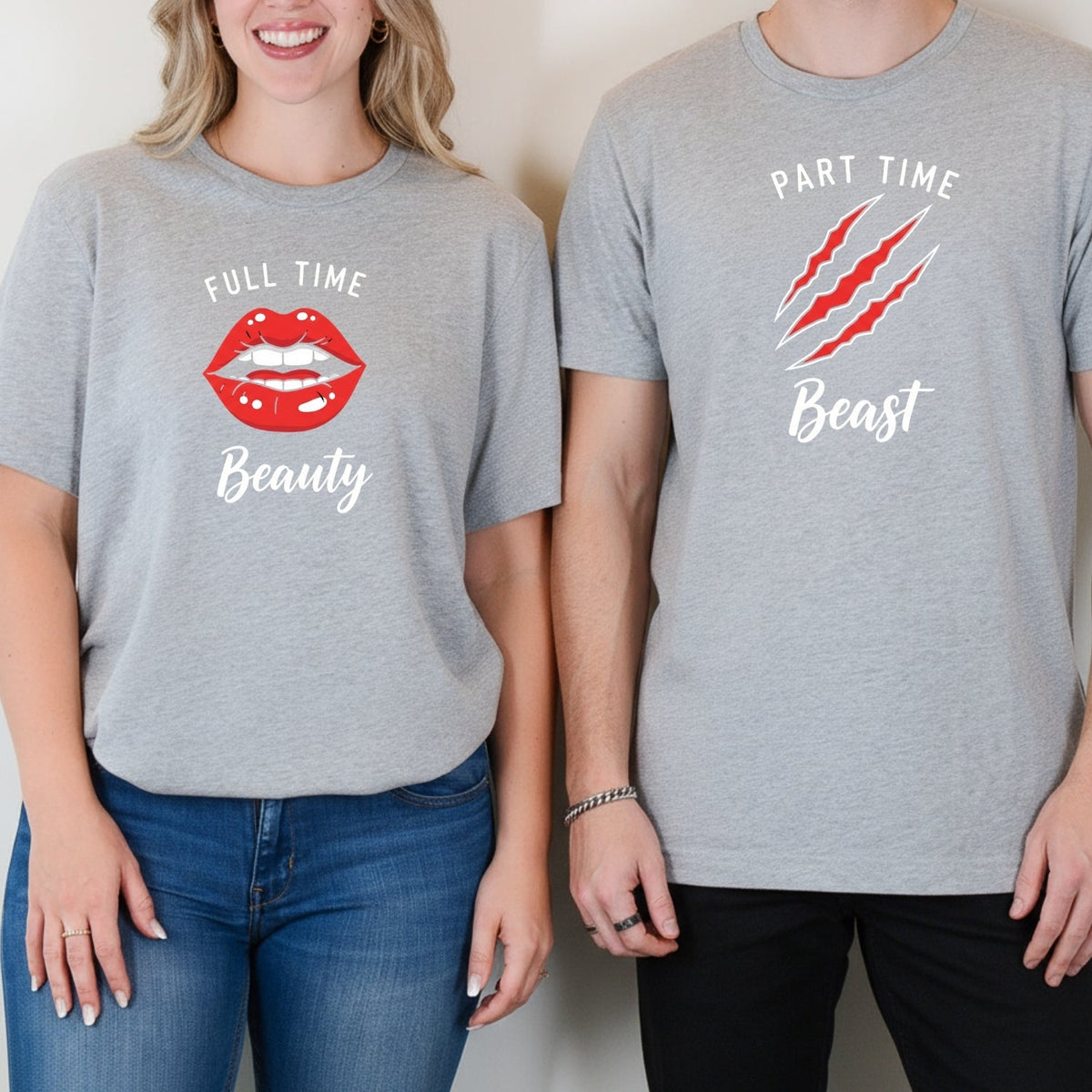 Full Time Beauty Part Beast Matching T-Shirts For Couples product image 8