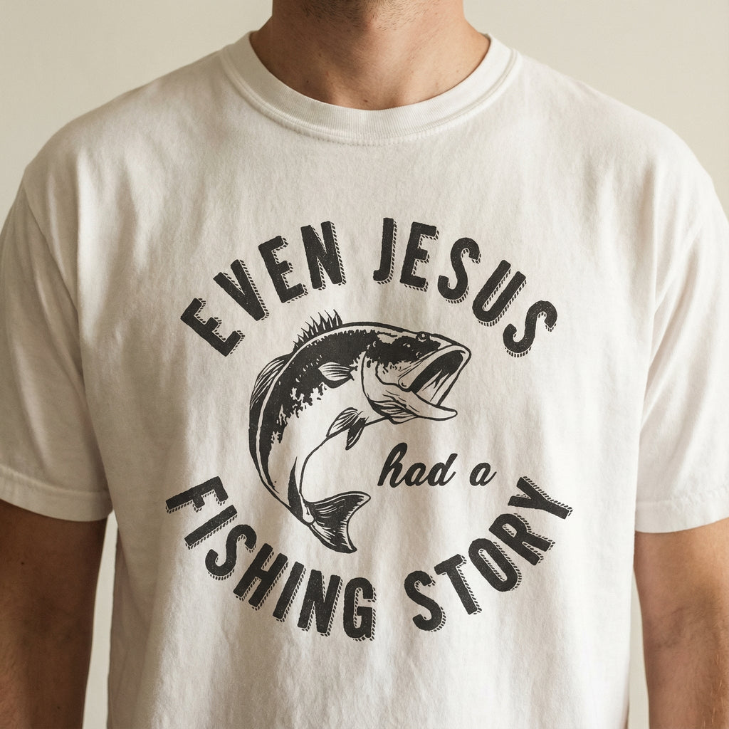 Funny Christian Fishing Graphic T-Shirt - Jesus Story Bible product image 1
