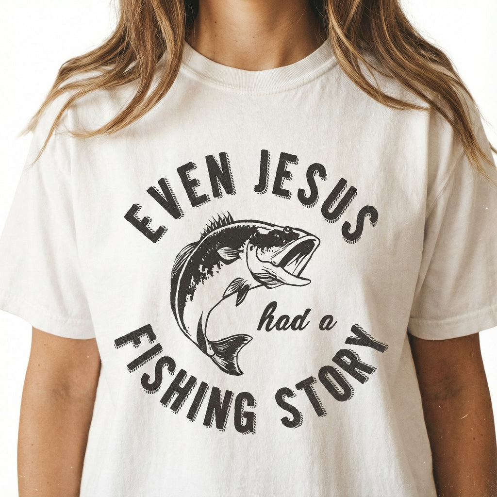 Funny Christian Fishing Graphic T-Shirt - Jesus Story Bible product image 3