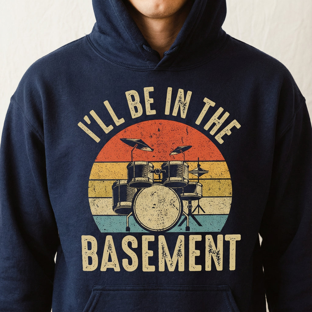 Funny Drummer Dad Graphic T-Shirt - I'll Be In The Basement product image 2