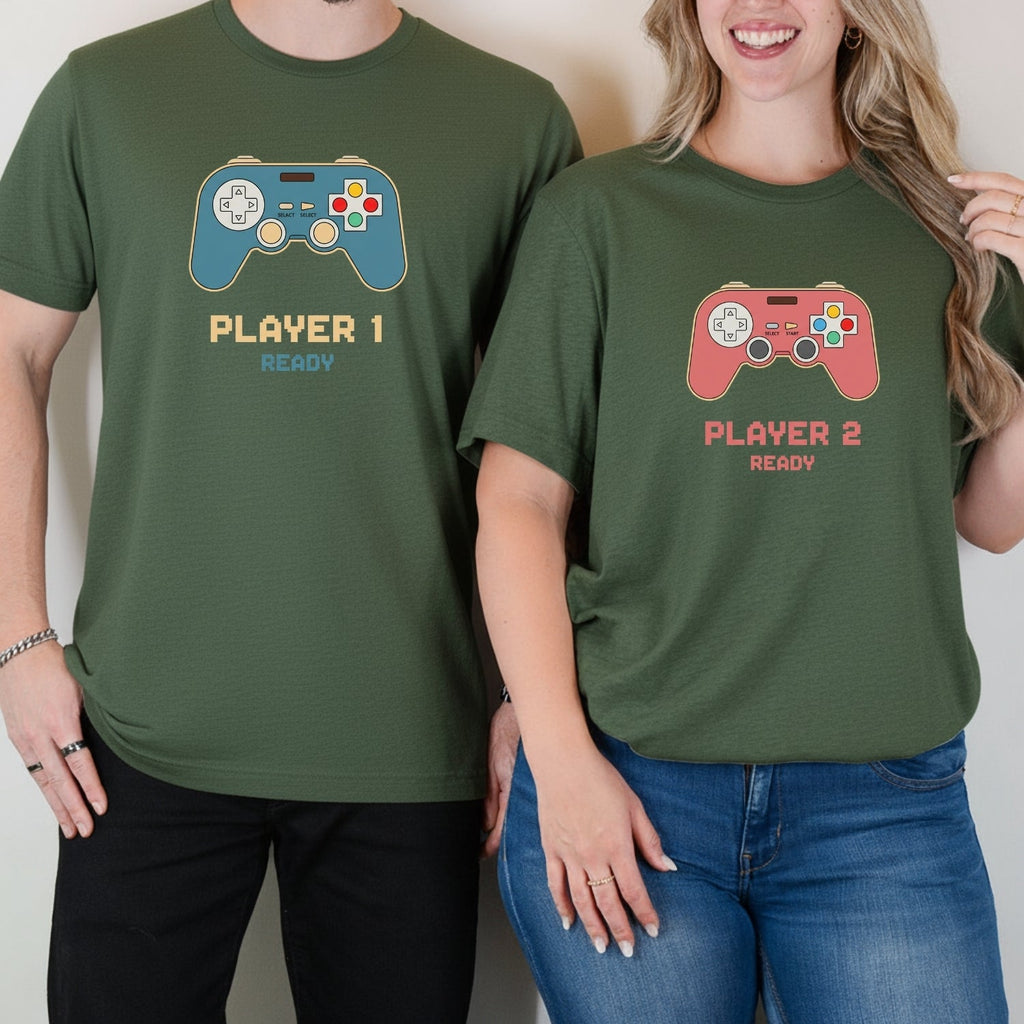 Funny Player 1 2 Gamer Ready Matching T-Shirts For Couples product image 10