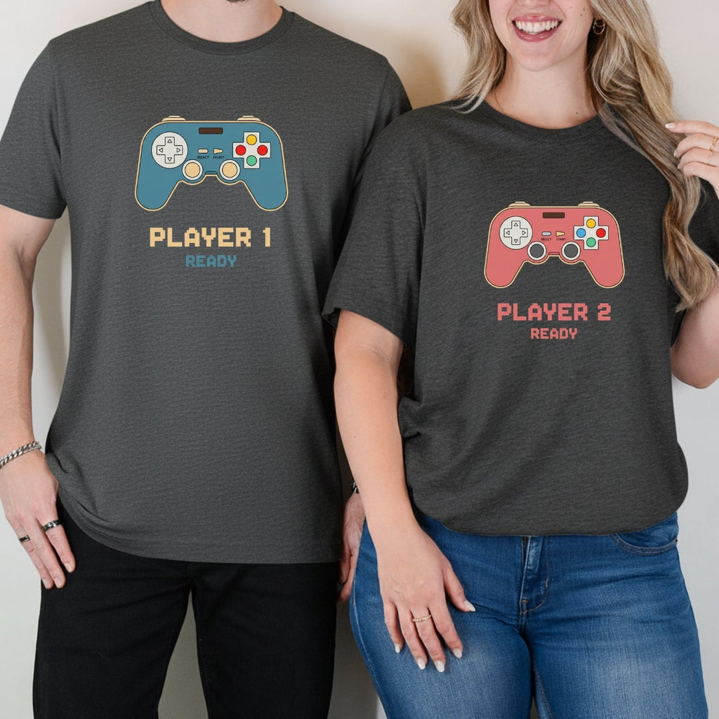 Funny Player 1 2 Gamer Ready Matching T-Shirts For Couples product image 11