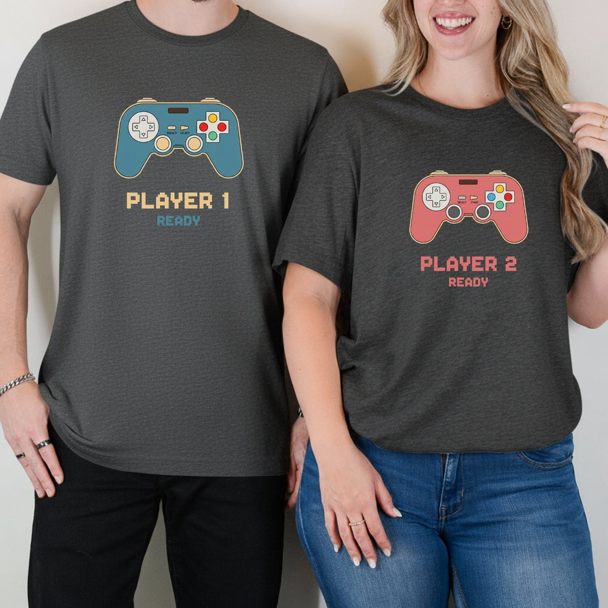 Funny Player 1 2 Gamer Ready Matching T-Shirts For Couples product image 11