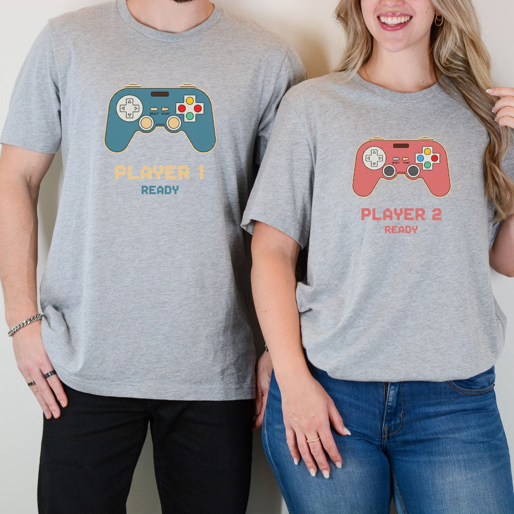 Funny Player 1 2 Gamer Ready Matching T-Shirts For Couples product image 2