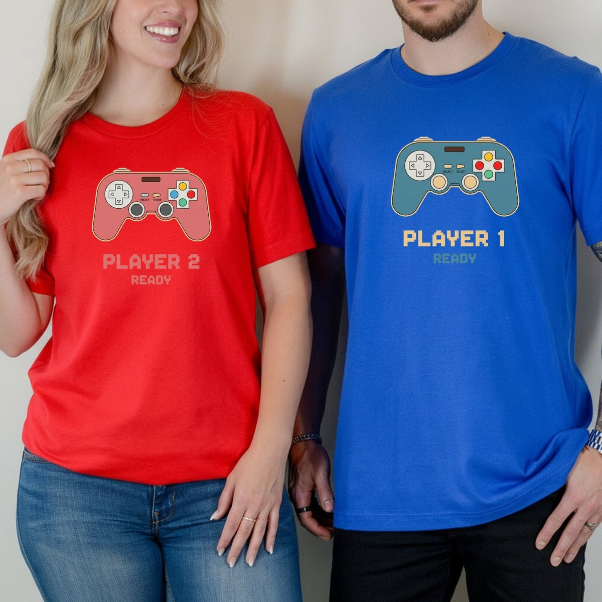 Funny Player 1 2 Gamer Ready Matching T-Shirts For Couples product image 4