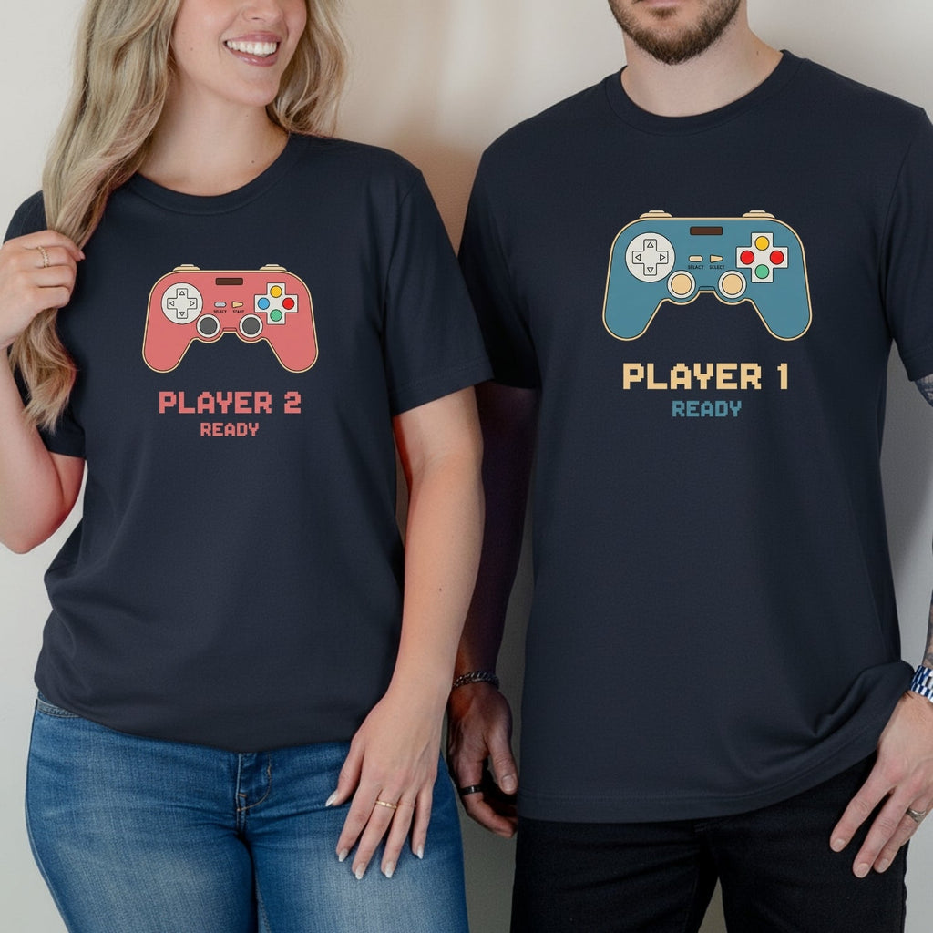 Funny Player 1 2 Gamer Ready Matching T-Shirts For Couples product image 5