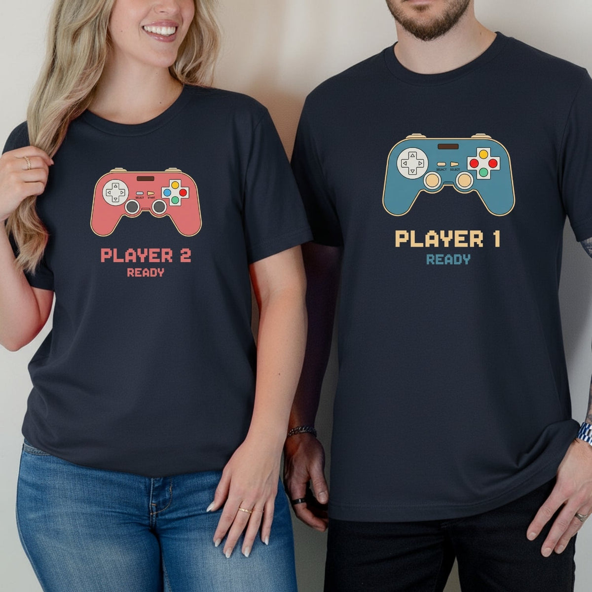 Funny Player 1 2 Gamer Ready Matching T-Shirts For Couples product image 5