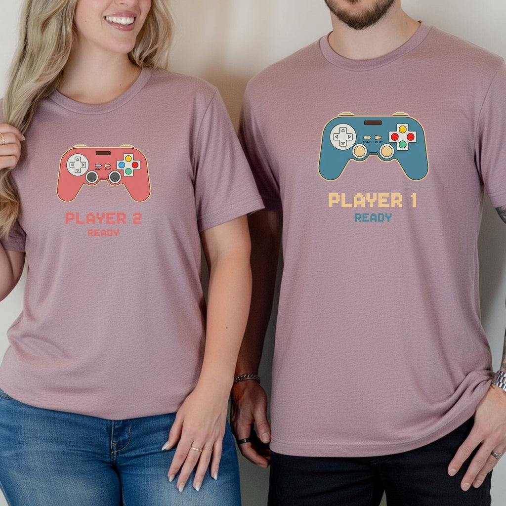 Funny Player 1 2 Gamer Ready Matching T-Shirts For Couples product image 6