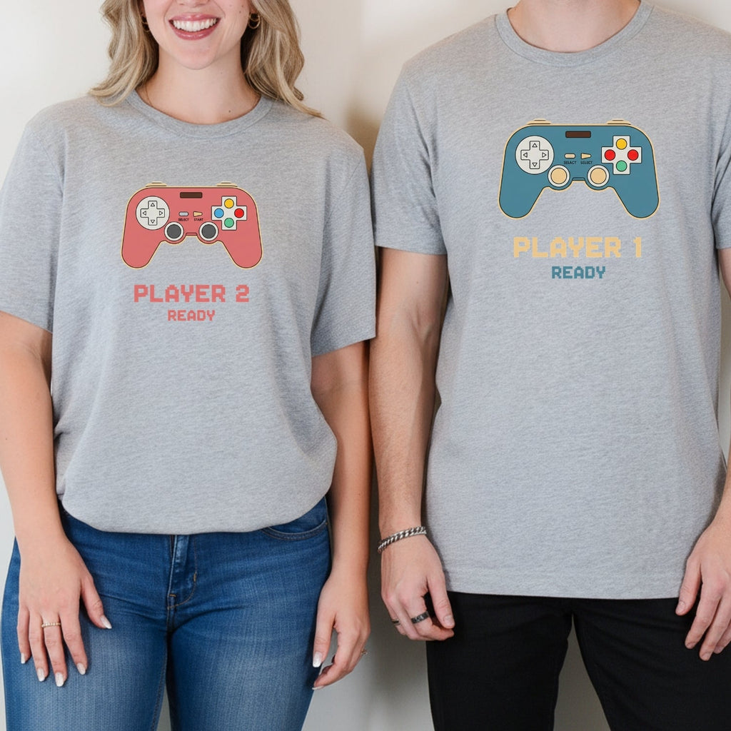 Funny Player 1 2 Gamer Ready Matching T-Shirts For Couples product image 7