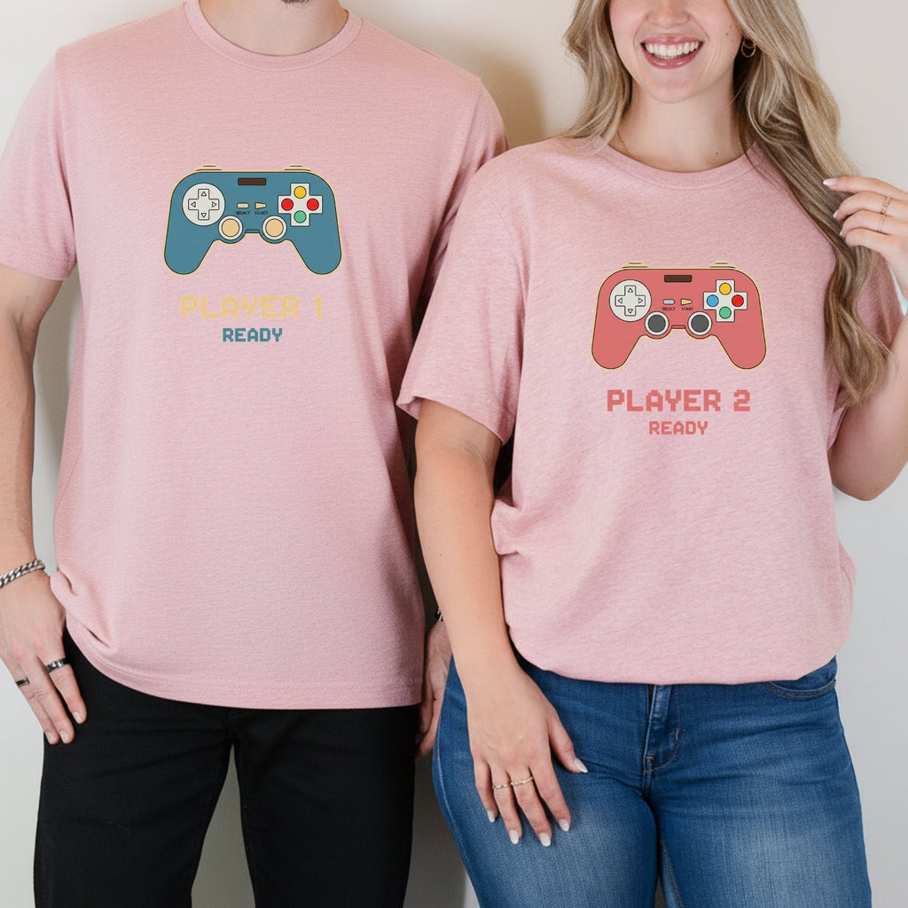 Funny Player 1 2 Gamer Ready Matching T-Shirts For Couples product image 8