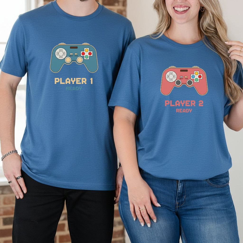 Funny Player 1 2 Gamer Ready Matching T-Shirts For Couples product image 9