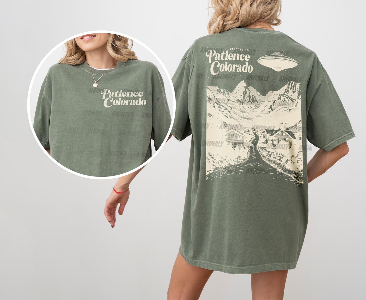 Funny Alien UFO T-Shirt – Patience Colorado Retro Resident product image 3