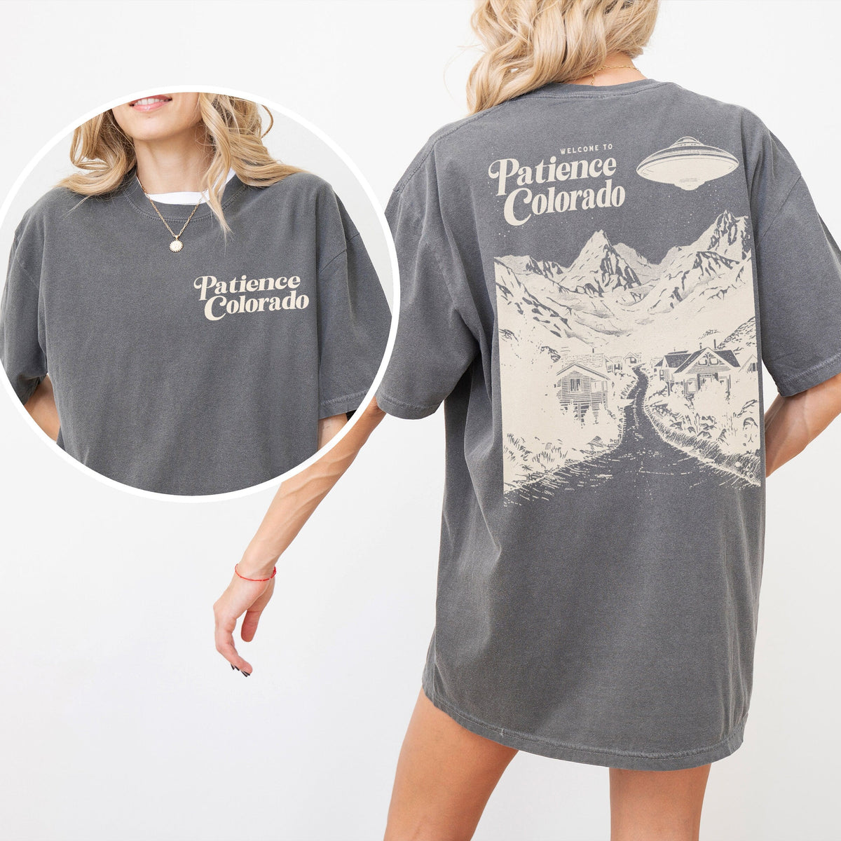 Funny Alien UFO T-Shirt – Patience Colorado Retro Resident product image 8