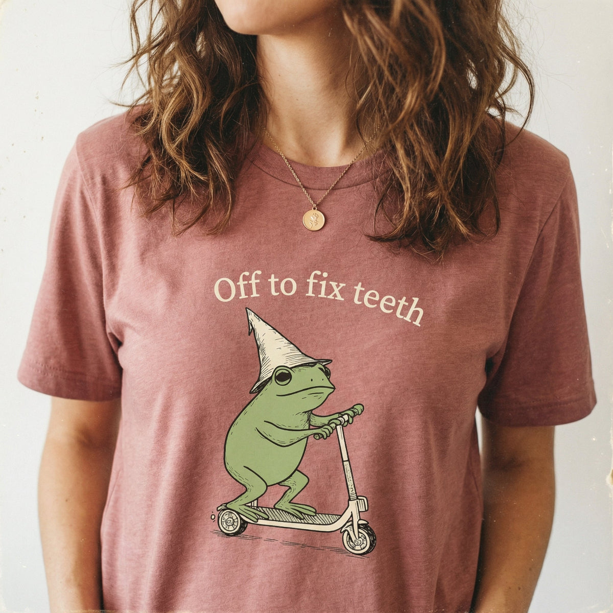 Funny Frog Dental Crew Shirt – Off to Fix Teeth Graphic Tee product image 5