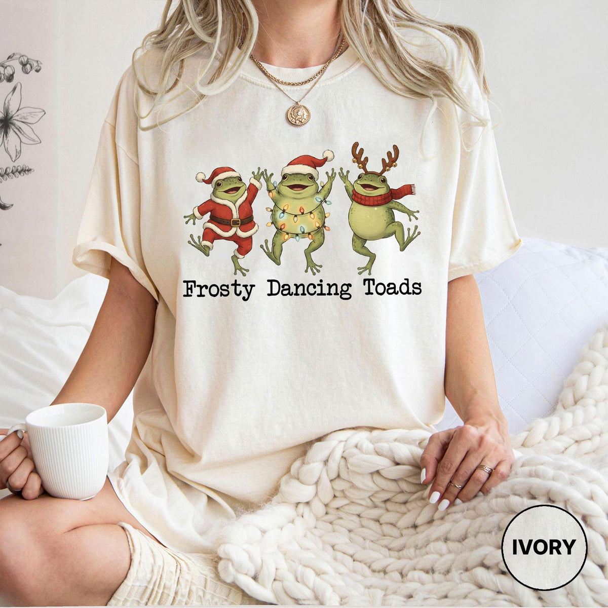 Funny Frosty Dancing Toads Christmas Sweatshirt – Political product image 1