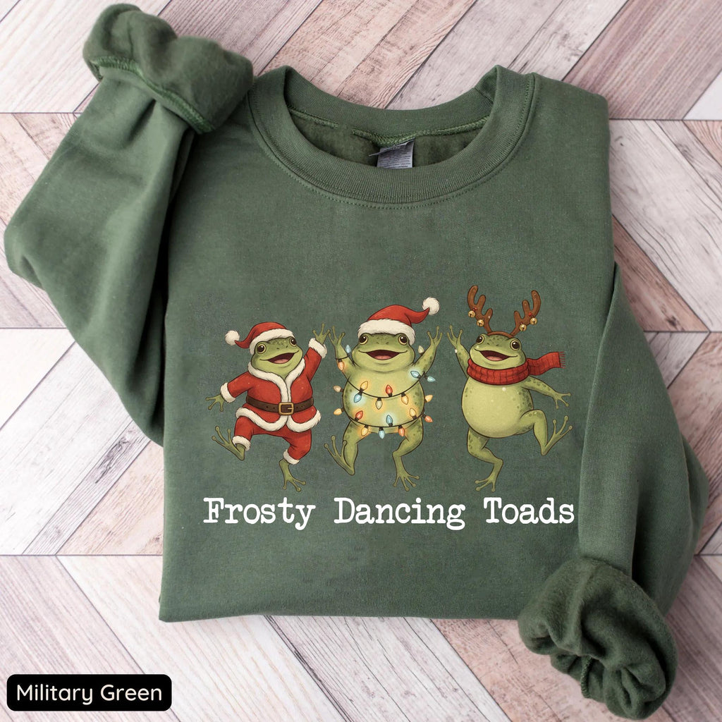 Funny Frosty Dancing Toads Christmas Sweatshirt – Political product image 3
