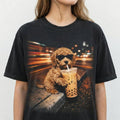 Funny Goldendoodle Drinking Iced Coffee T-Shirt – Vintage product image 1