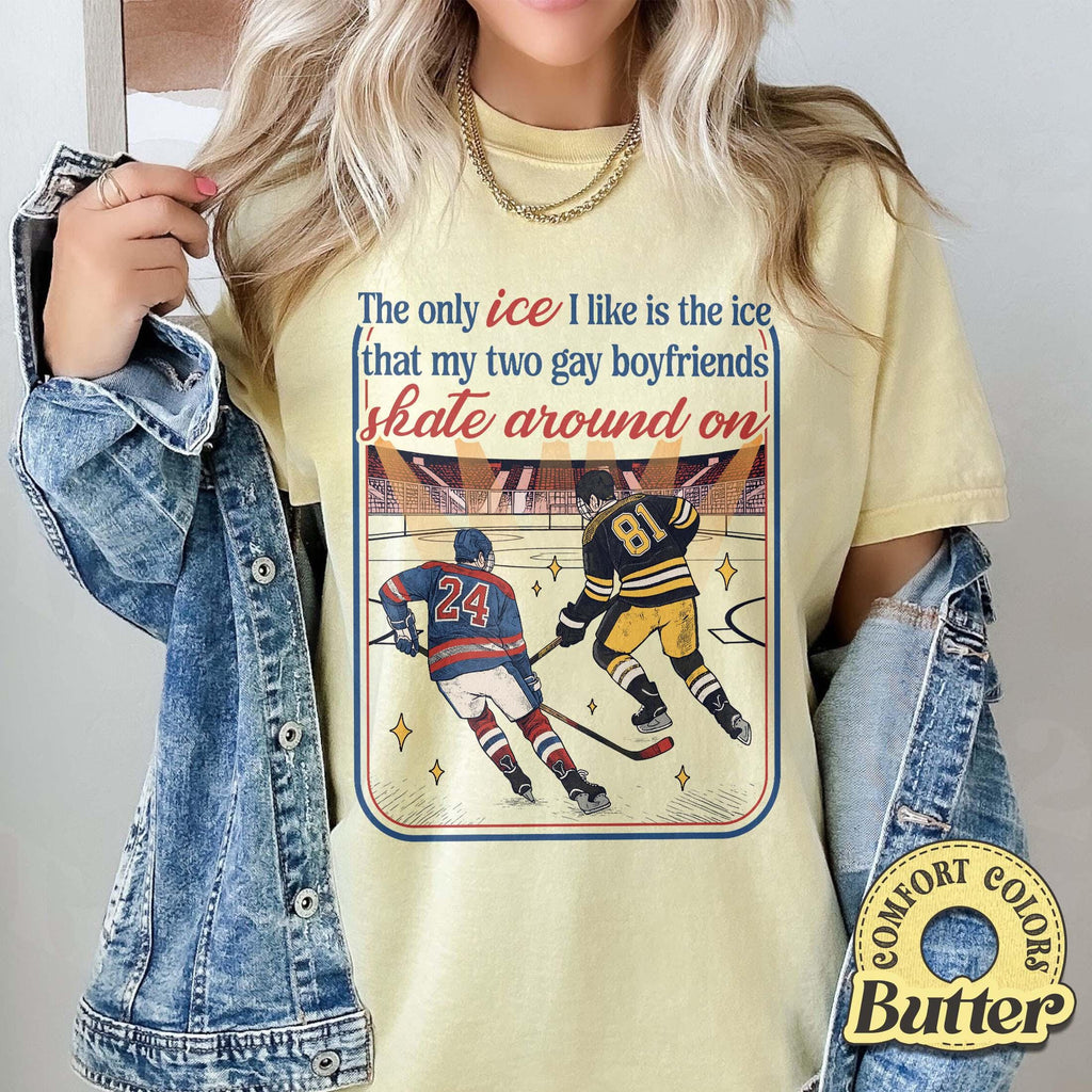 Funny Hockey Romance Graphic T-Shirt - LGBTQ Pride Fan Gift product image 7