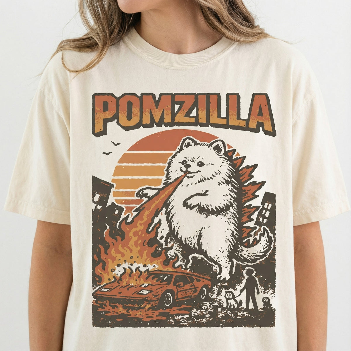 Funny Pomeranian Monster T-Shirt – Vintage Comic product image 1