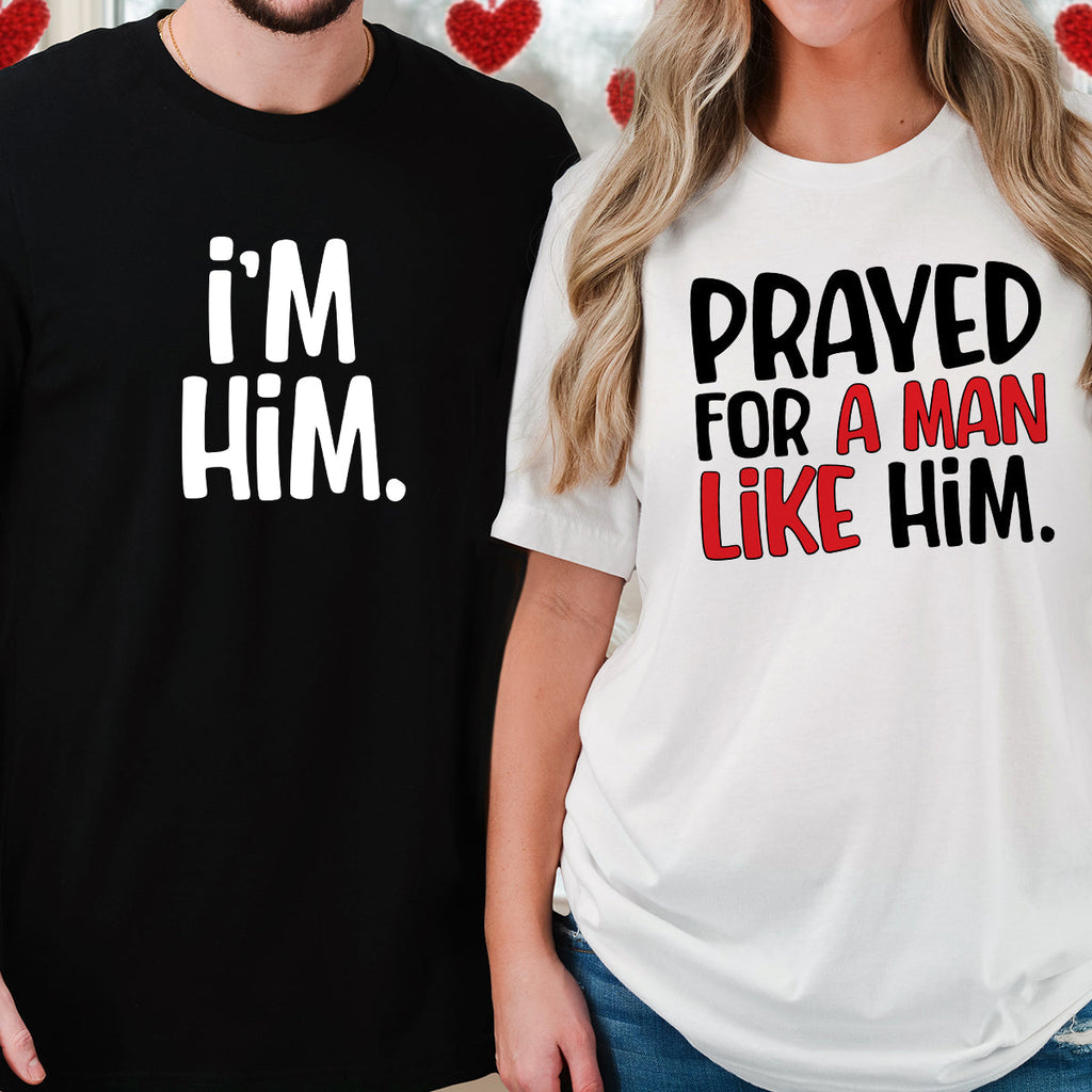Funny Prayed For Him Matching T-Shirts Couples product image 1