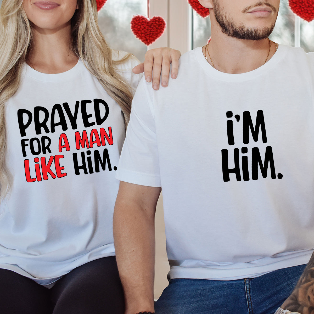 Funny Prayed For Him Matching T-Shirts Couples product image 2