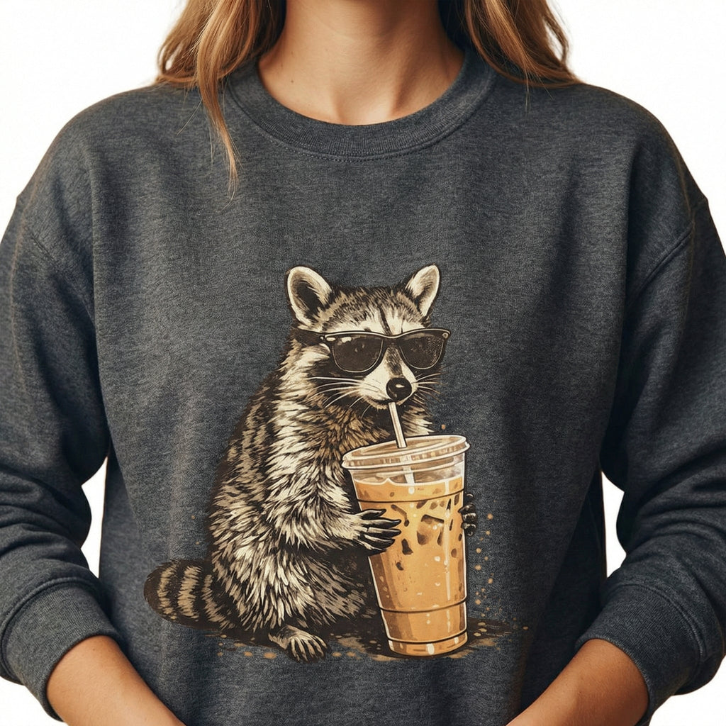 Funny Raccoon Iced Coffee Graphic T-Shirt – Cute Animal product image 3