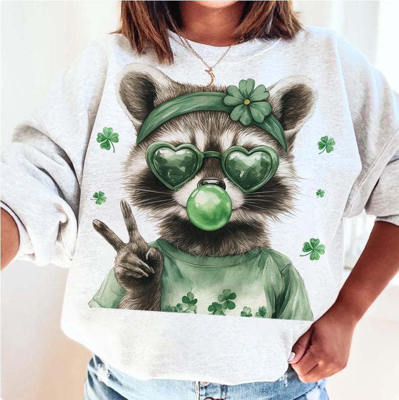 Funny Raccoon St Patricks Day T-Shirt - Retro Lucky product image 4