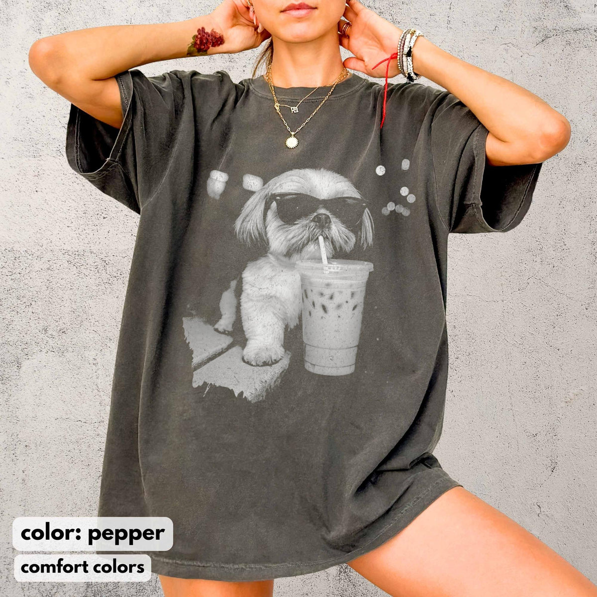 Funny Shih Tzu Iced Coffee T-Shirt – Vintage Dog Lover Gift product image 2