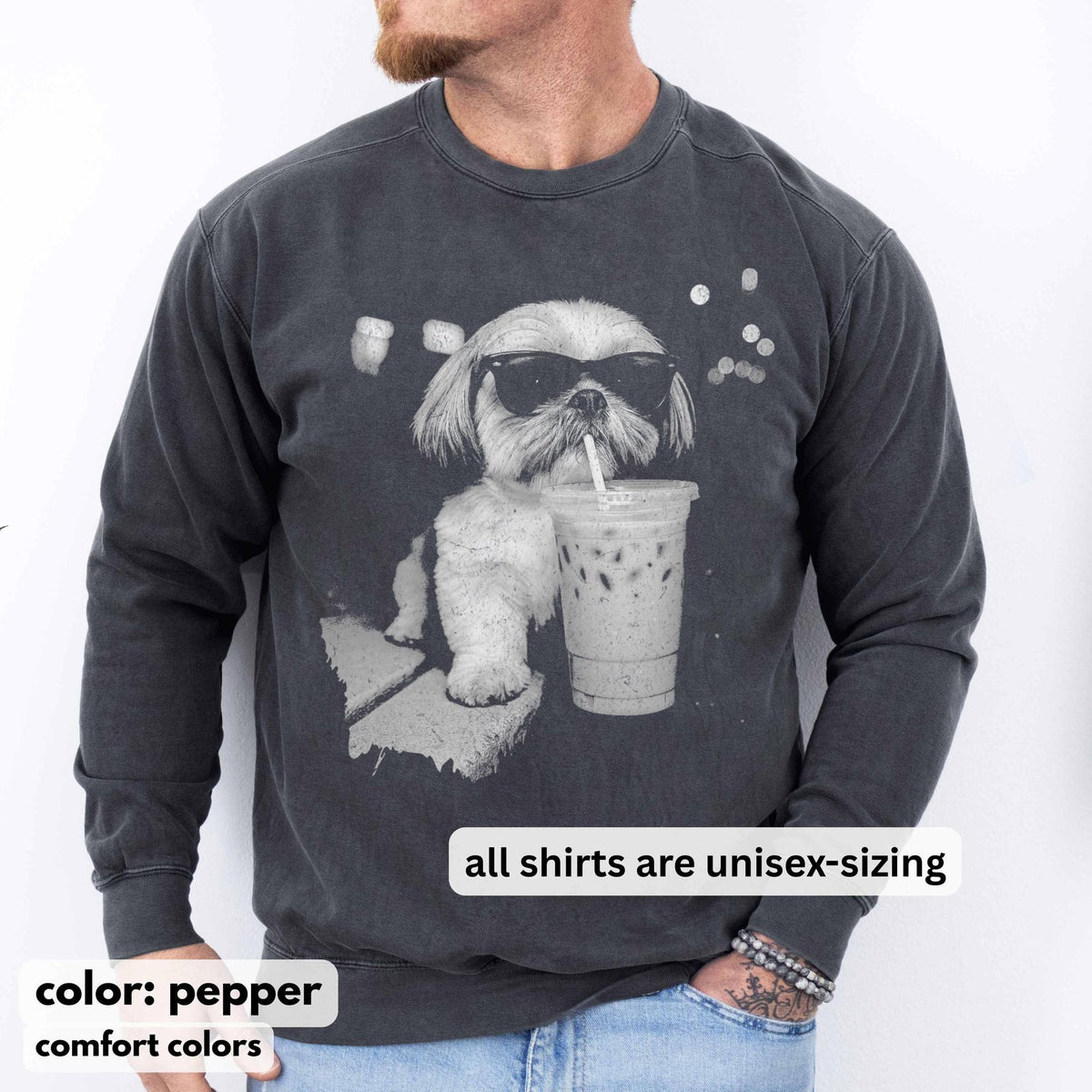Funny Shih Tzu Iced Coffee T-Shirt – Vintage Dog Lover Gift product image 5