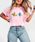 Funny Surfing Penguin & Chicken Graphic T-Shirt – Animated product image 1